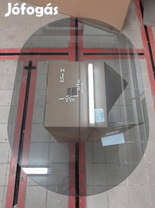 Üveg asztallap ovális szürke 91x63 5.5mm