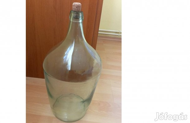 Üveg ballon, demizson, világos zöld, ásványvizboros, pálinkás, 10 l-es