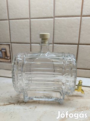Üveg boroshordó csappal eladó! Díszüveg