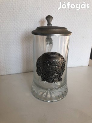 Üveg dísz ón fedeles söröskupa vadász jelenettel eladó