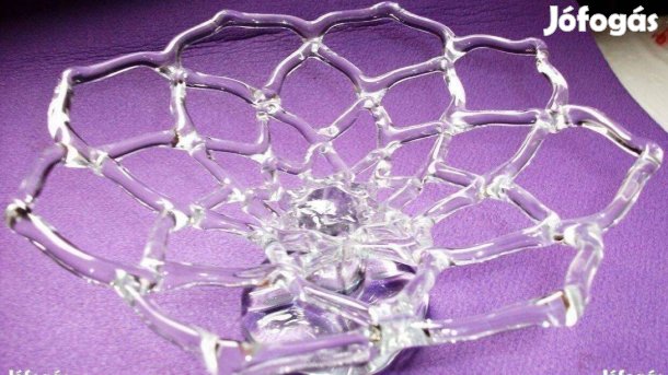 Üveg dísztál átmérő 26 cm új állapot