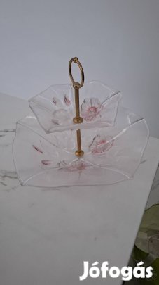 Üveg emeletes kínáló tál
