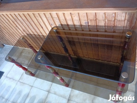 Üveg és fa polc eladó