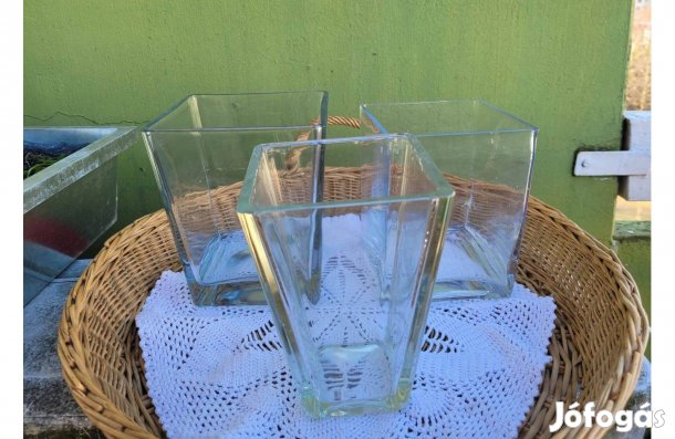 Üveg florárium, orchidea kaspó 3 db