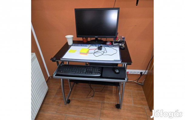 Üveg gurulós számítógép asztal