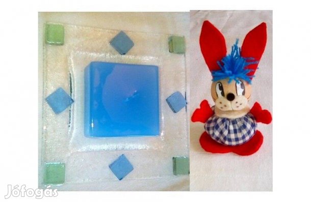 Üveg gyertyatartó + Nyuszika Újak hibátlanok