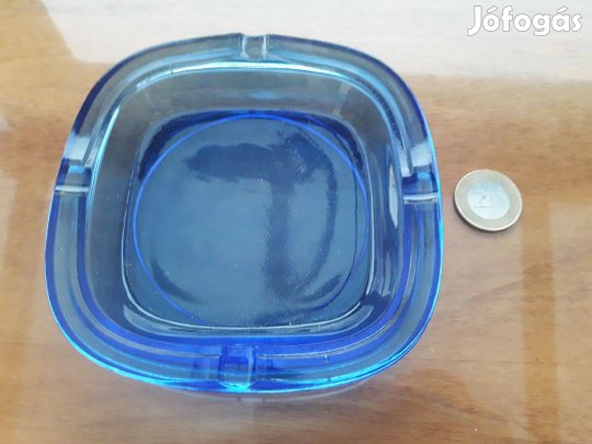 Üveg hamutartó, kék, új