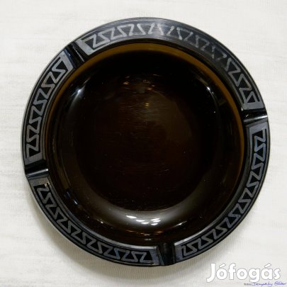 Üveg hamutartó sötét-borostyán görög mintás, eladó