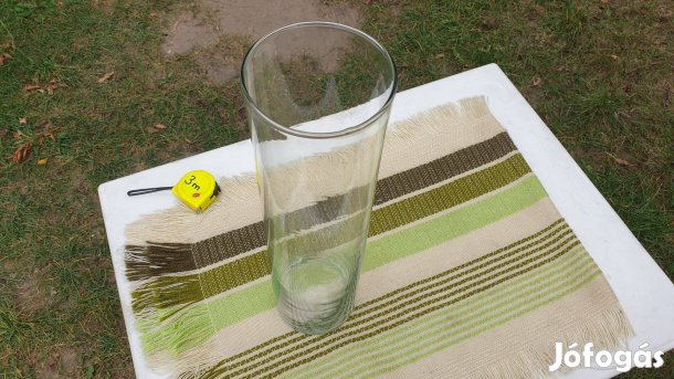Üveg henger váza eladó, 46 cm magas