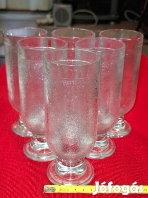 Üveg ivó pohár jégmintás, eladó