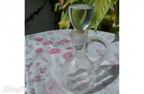 Üveg kancsó antik vékony falú ragasztott üveg dugóval