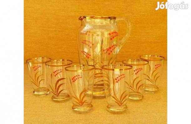 Üveg kézzel festett boros készlet