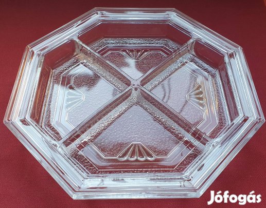 Üveg kínáló tálaló osztott tál tányér