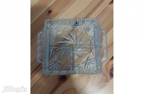 Üveg kínálótál, 3 részre osztott