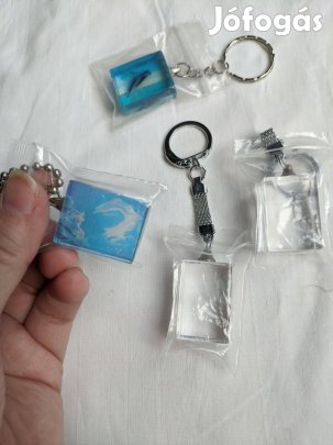 Üveg kocka Delfin és ló kulcstartó
