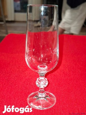 Üveg kristály karcsú száron gömbbel 55-48-170 mm méretű pezsgős pohár
