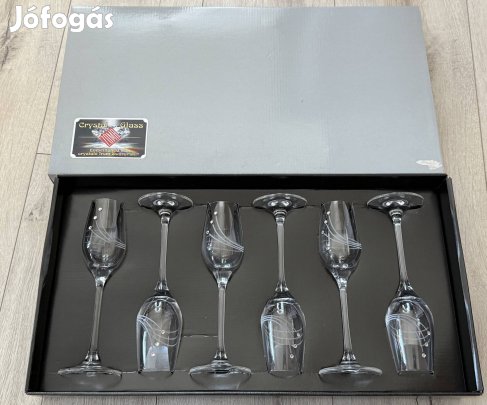 Üveg kristály poharak Swarovski kristály pohár készlet pezsgős 6 db
