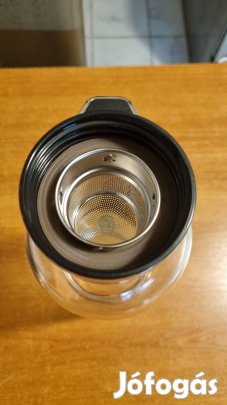 Üveg kulacs, termosz  teaszűrős, Új 