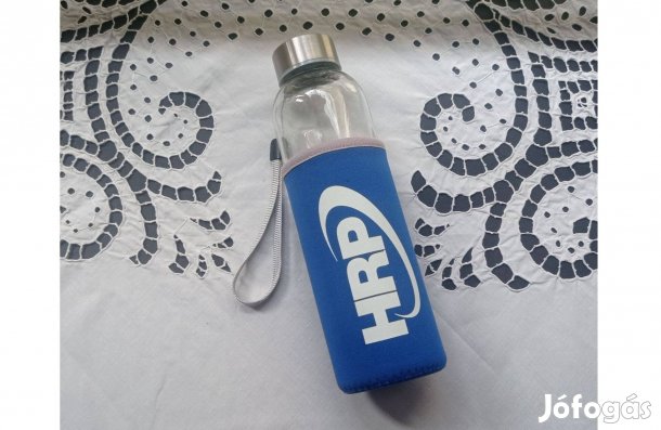 Üveg kulacs/ívópalack, fém kupakkal, neoprén tokkal * 4 dl-es * Új!