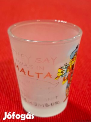 Üveg matt, röviditalos Málta-i 30-50-60 mm méretű pohár, eladó