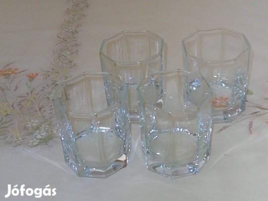 Üveg nyolcszögletű Whiskey's pohár ( 4 db. )