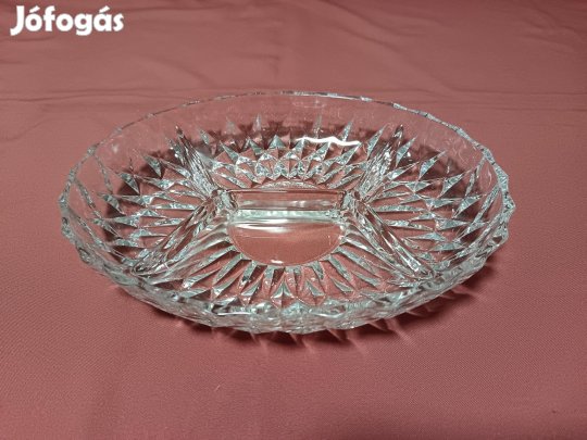 Üveg ovális osztott tányér kínáló tál eladó Új !