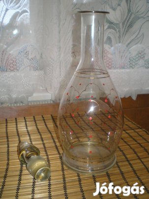 Üveg piros pöttyökkel igazi retró darab hibátlan dugójával 33 cm magas