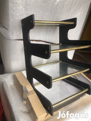 Üveg polc fa kerettel 