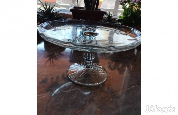 Üveg tortatál - talpas, 25,5 cm