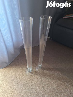 Üveg váza! 2 Db , 80 cm magas!