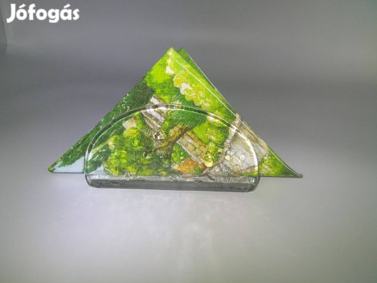 Üveg virág mintás szalvétatartó