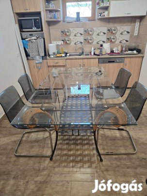 Üvegasztal+4 db szék