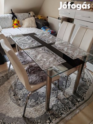 Üvegasztal 4 székkel