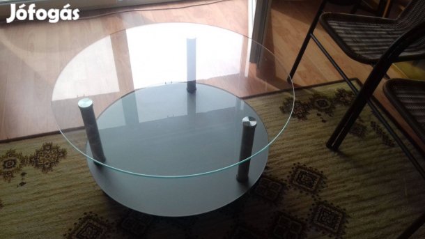 Üvegasztal, kerek, két színtes, eladó