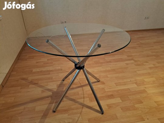 Üvegasztal, kerek asztal, dekorativ üvegasztal.