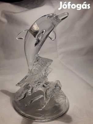 Üvegdelfin dísztárgy - francia ólomkristály