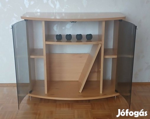 Üveges gurulós TV&Hi-Fi állvány (1 db)