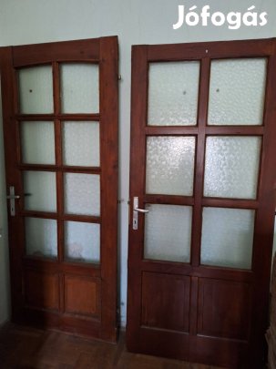 Üvegezett fa ajtó, balos, tok nélkül, 87x200cm