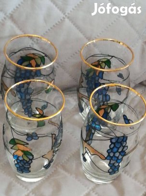 Üvegfestéssel készült,boros,sörös pohár,hibátlan 6 db,nagyon szép!/72