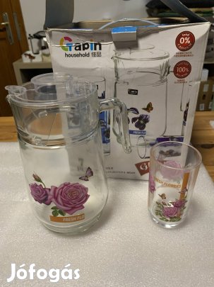 Üvegkancsó 6 pohárral