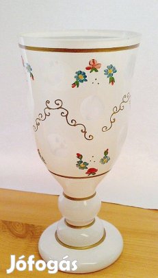 Üvegkehely biedermeier stílusban, fehér, stílusos, aranyozott kézi fes