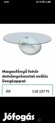 Üveglapos dohányzóasztal