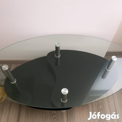 Üveglapos dohányzóasztal fém lábakkal - elegáns, stabil darab  