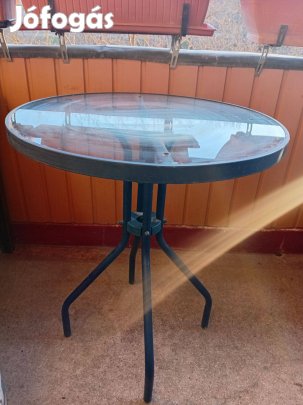 Üveglapos erkély/kerti asztal