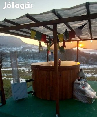 Üvegszálas dézsafürdő 4-6 személyes, 2m kör, külső kályhával