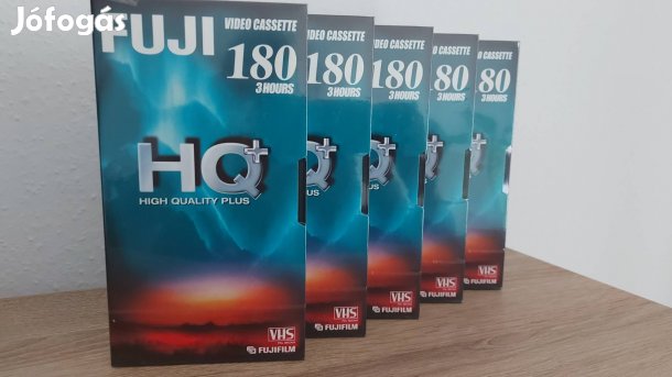 VHS kazetta Fuji E-180 HQ+ 5db Új! Bontatlan!