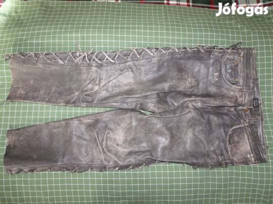 VIP 33-as barna fűzős motoros bőrnadrág motorosnadrág derék 90cm