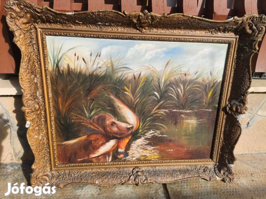 Vadász festmény , vizsla a fácánnal