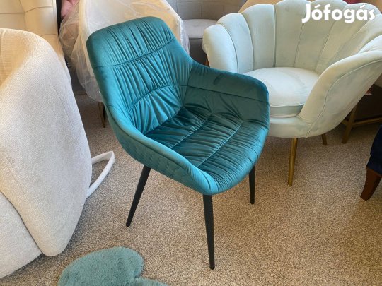 Vadiúj! Türkiz színű bársony étkezőszék 4 db-os szett