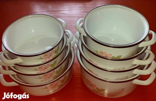 Vadonatúj Magyar Zománcozott Edénykészlet (8 edény + 2 fedő)